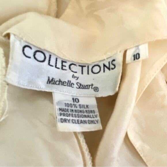 Collections Michelle Stuart Vintage Silk Cream Sequin Beaded Blouse Ivory 10 Top - Picture 7 of 7